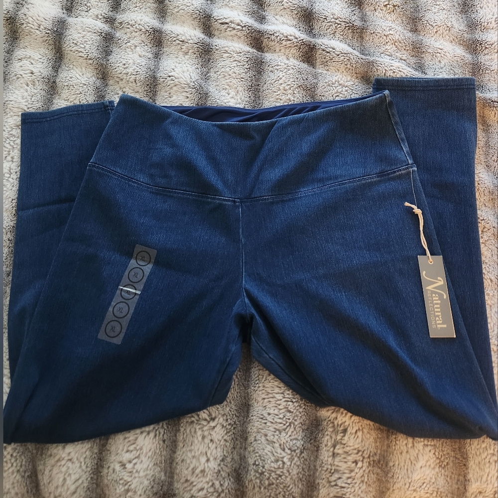 Natural Reflections Jean Jegging Leggings Navy XL NWT
